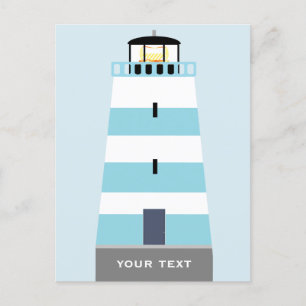 Tall Blue und White Lighthouse Personalisiert Feiertagspostkarte