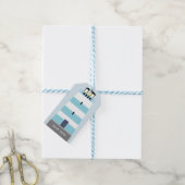 Tall Blue und White Lighthouse Personalisiert Geschenkanhänger (Mit Garn)