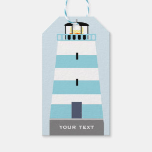 Tall Blue und White Lighthouse Personalisiert Geschenkanhänger