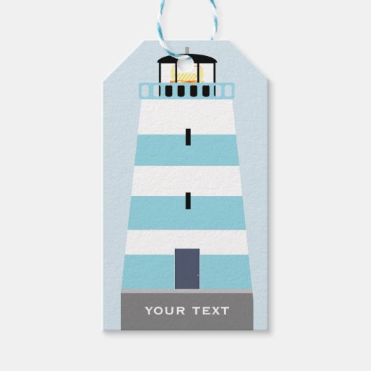 Tall Blue und White Lighthouse Personalisiert Geschenkanhänger (Vorderseite)