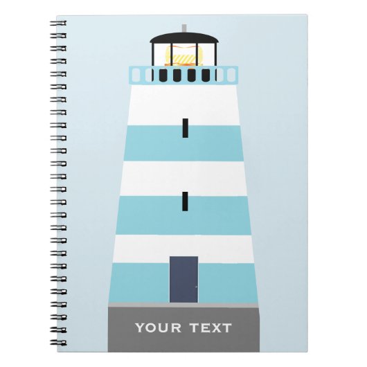 Tall Blue und White Lighthouse Personalisiert Notizblock (Vorderseite)
