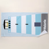 Tall Blue und White Lighthouse Personalisiert Strandtuch (Vorderseite)