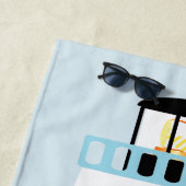 Tall Blue und White Lighthouse Personalisiert Strandtuch (Beispiel)