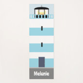 Tall Blue und White Lighthouse Personalisiert Yogamatte (Vorderseite)