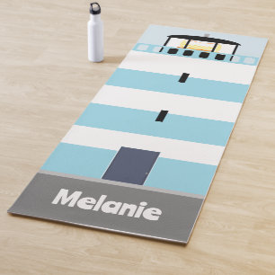 Tall Blue und White Lighthouse Personalisiert Yogamatte