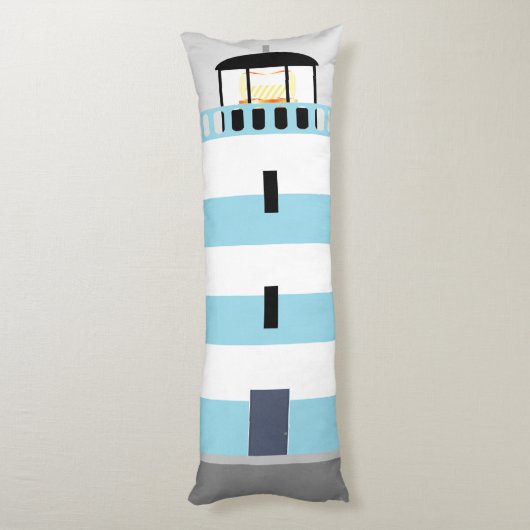 Tall Blue und White Stripey Lighthouse Seitenschläferkissen (Rückseite (Vertikal))