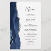 Tall Budget Agate Navy Blue Silver Wedding Menü (Vorderseite)