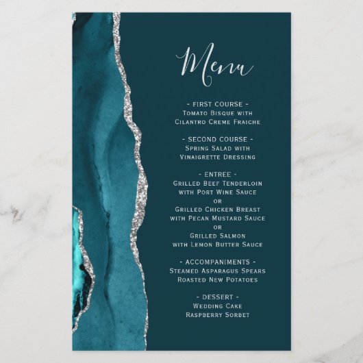 Tall Budget Aquamarin Blue Silver Agate Wedding Me (Vorderseite)