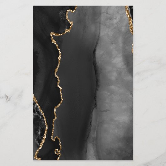 Tall Budget Black Gold Agate Burgundy Wedding Menü (Rückseite)