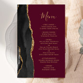 Tall Budget Black Gold Agate Burgundy Wedding Menü