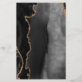 Tall Budget Black Gold Agate Dark Wedding Menü (Rückseite)