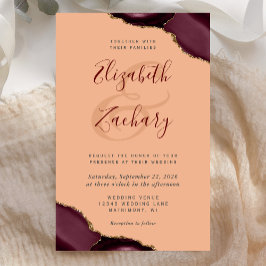 Tall Budget Burgundy Agate Corners Peach Wedding