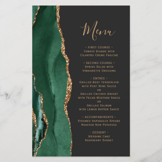 Tall Budget Emerald Green Gold Agate Dark Wedding (Vorderseite)