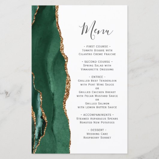 Tall Budget Emerald Green Gold Agate Wedding (Vorderseite)