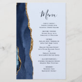Tall Budget Navy Blue Gold Agate Wedding Menü (Vorderseite)