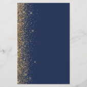 Tall Budget Navy Blue Gold Glitzer Wedding Menu (Rückseite)