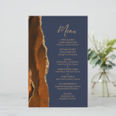 Tall Budget Rust Gold Agate Navy Hochzeitsmenü (Stehend Vorderseite)