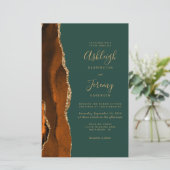 Tall Budget Rust Gold Green Wedding Einladung (Stehend Vorderseite)