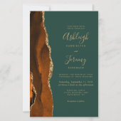 Tall Budget Rust Gold Green Wedding Einladung (Vorderseite)