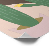 Tall Cactus Pflanze Potted Bohemische Formen Kunst Poster (Ecke)