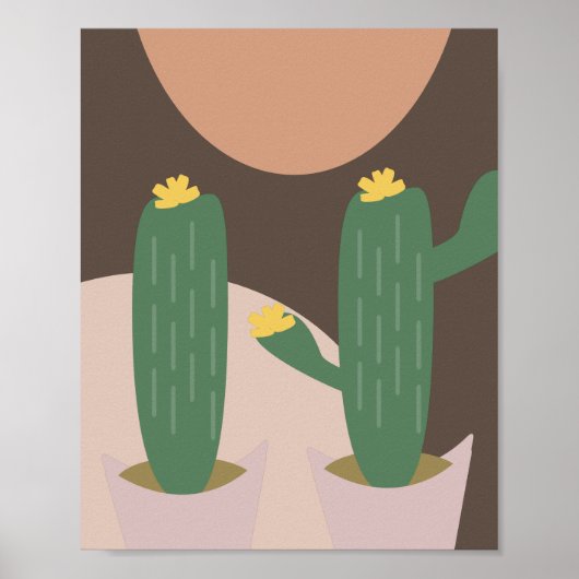 Tall Cactus Pflanze Potted Bohemische Formen Kunst Poster (Vorne)
