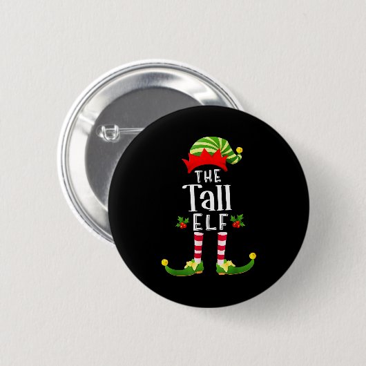 Tall Christmas Elf Matching Pajama X-mas Party Button (Vorne & Hinten)