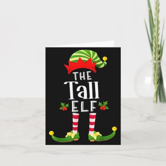 Tall Christmas Elf Matching Pajama X-mas Party Karte (Vorderseite)