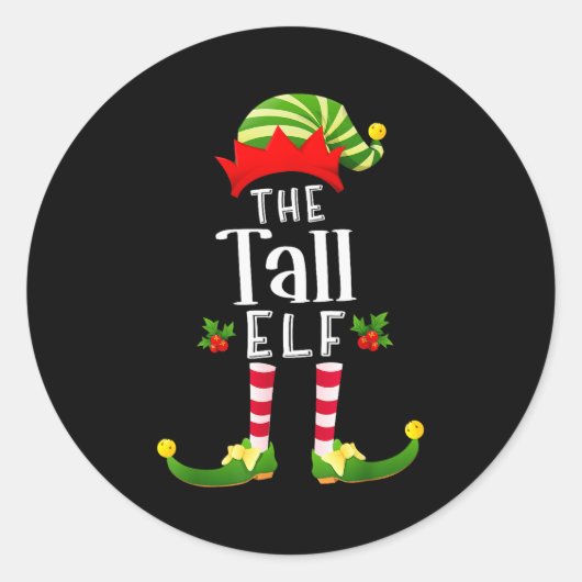 Tall Christmas Elf Matching Pajama X-mas Party  Runder Aufkleber (Vorderseite)