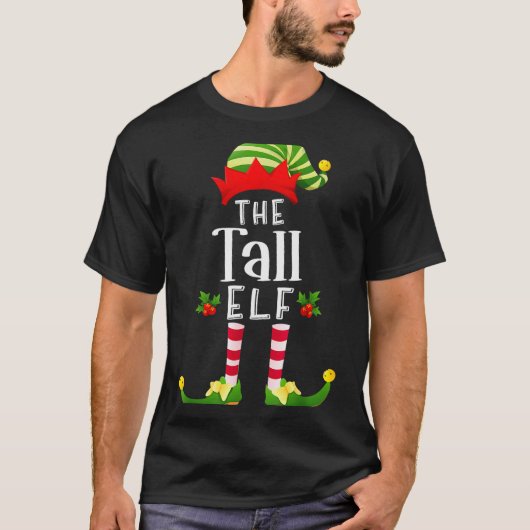 Tall Christmas Elf Matching Pajama X-mas Party T-Shirt (Vorderseite)