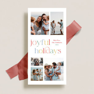 Tall Colorful Holiday Joyful Typografy Foto Card Feiertagskarte