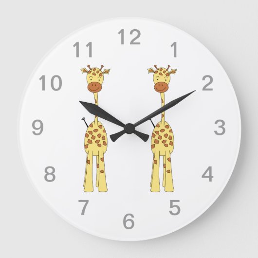 Tall Cute Giraffe. Cartoon Animal. Große Wanduhr (Vorderseite)