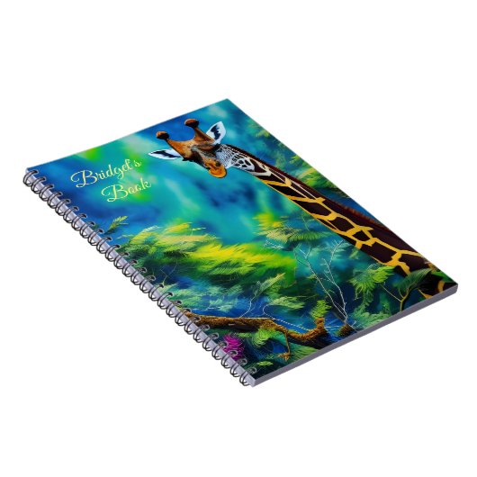 Tall Giraffe im Bäume-SpiralNotebook Notizblock (Rechte Seite)