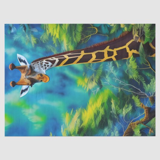Tall Giraffe in den Bäumen Seidenpapier (Vorderseite)