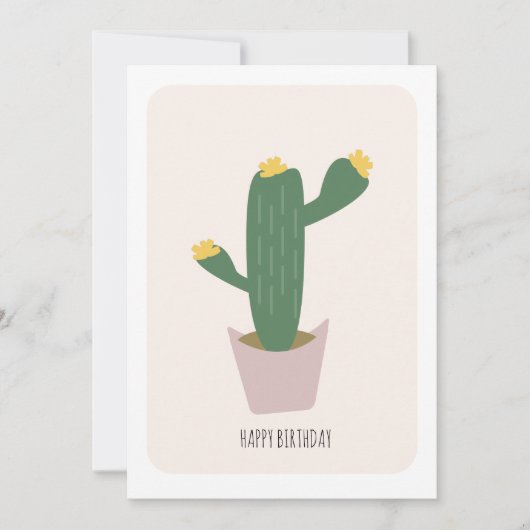 Tall Green and Yellow Desert Cactus Birthday Card Karte (Vorderseite)