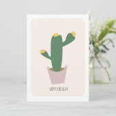 Tall Green and Yellow Desert Cactus Birthday Card Karte (Stehend Vorderseite)