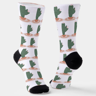 Tall Green Plant on Rug Desert Cactus Socken