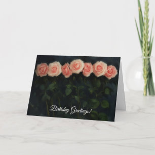 Tall Peachy Pink Roses Art Geburtstagskarte Karte