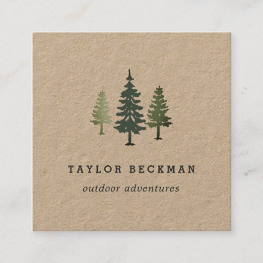 Tall Pines | Kraft Quadratische Visitenkarte (Vorderseite)