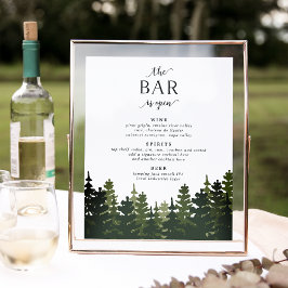 Tall Pines Wedding Bar Menu Sign Poster