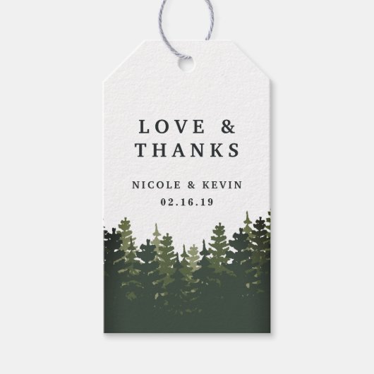 Tall Pines Wedding Danke Geschenkanhänger (Vorderseite)