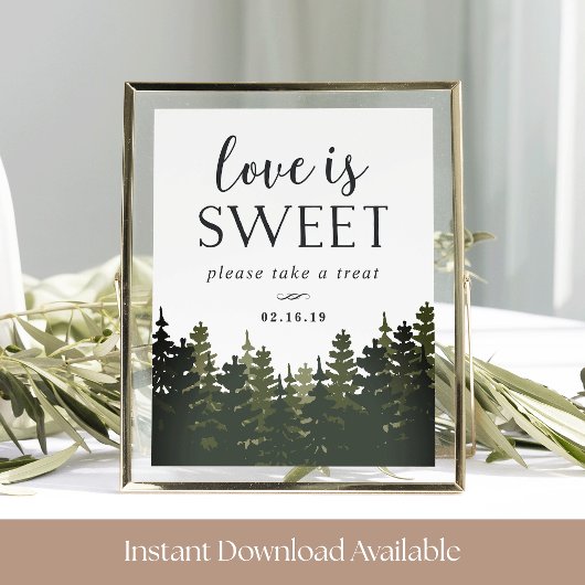 Tall Pines Wedert Dessert Table Sign Poster