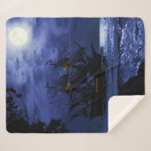 Tall Pirate Ghost Ship Sea Moon Night Sky Blue Sherpadecke (Vorderseite (Horizontal))