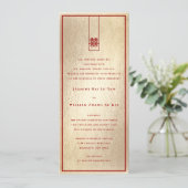 Tall Rectangle Double Happiness Gold Asian Wedding Einladung (Stehend Vorderseite)
