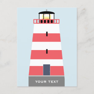 Tall Red and White Lighthouse Personalisiert Feiertagspostkarte