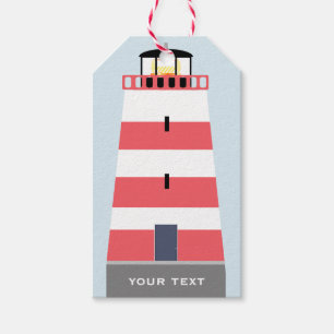 Tall Red and White Lighthouse Personalisiert Geschenkanhänger