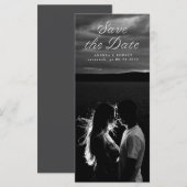 Tall Ribbon Script Save the Date Card (Vorne/Hinten)
