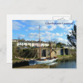Tall Ship Charlestown Cornwall Poldark Lage Postkarte (Vorne/Hinten)