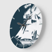 Tall Ship & Clouds Nautical Große Wanduhr (Winkel)