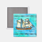 Tall Ship Magnet - Brigantine Pirate Ship (Vorderseite/Rückseite)