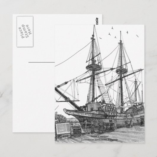 Tall Ship Susan Constant Postkarte (Vorne/Hinten)